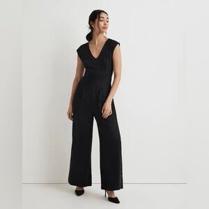 Madewell Black V-Neck Jumpsuit (Seamed Wide-Leg Jumpsuit) Size 2